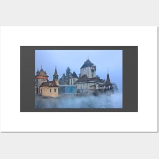 Oberhofen castle floating in the mist Posters and Art